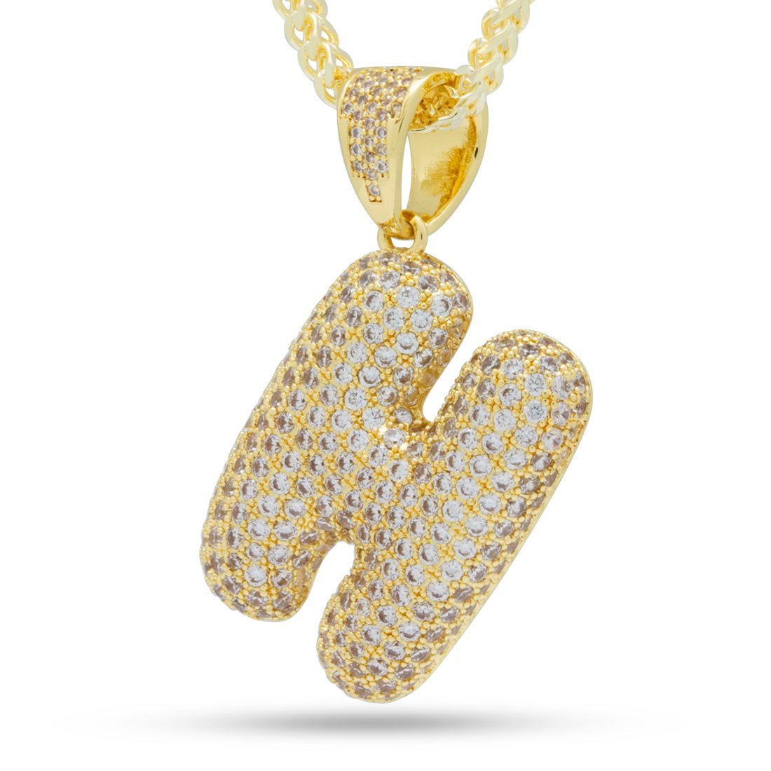 Gold Bubble Letters A Neklace for Men Women Cubic Zirconia CZ Diamond  Pendant with Wheat Chain Hip Hop Jewelry | Amazon.com